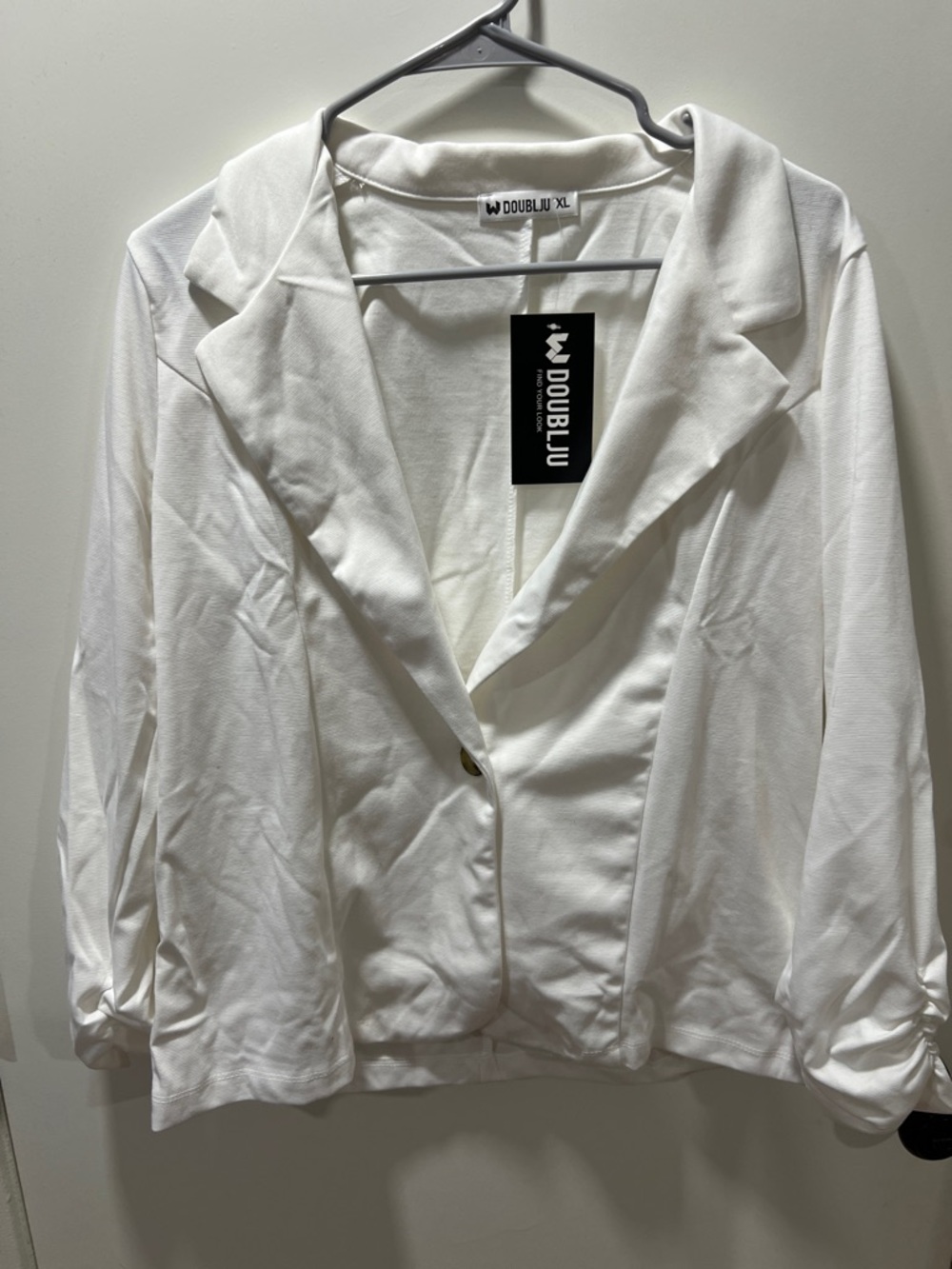 Doublju White Single-Button Lightweight Blazer Jacket